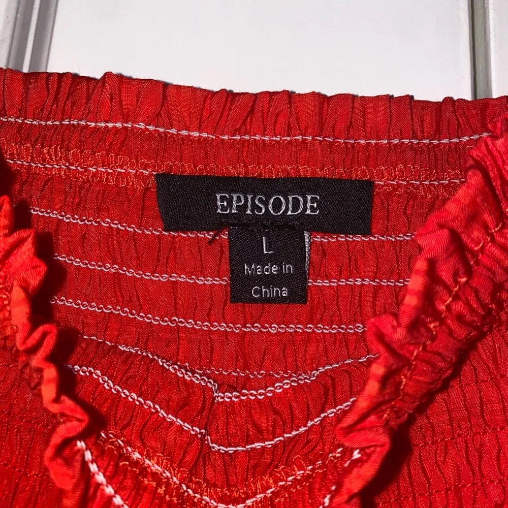 Red Smocked Top - Picture 5 of 5